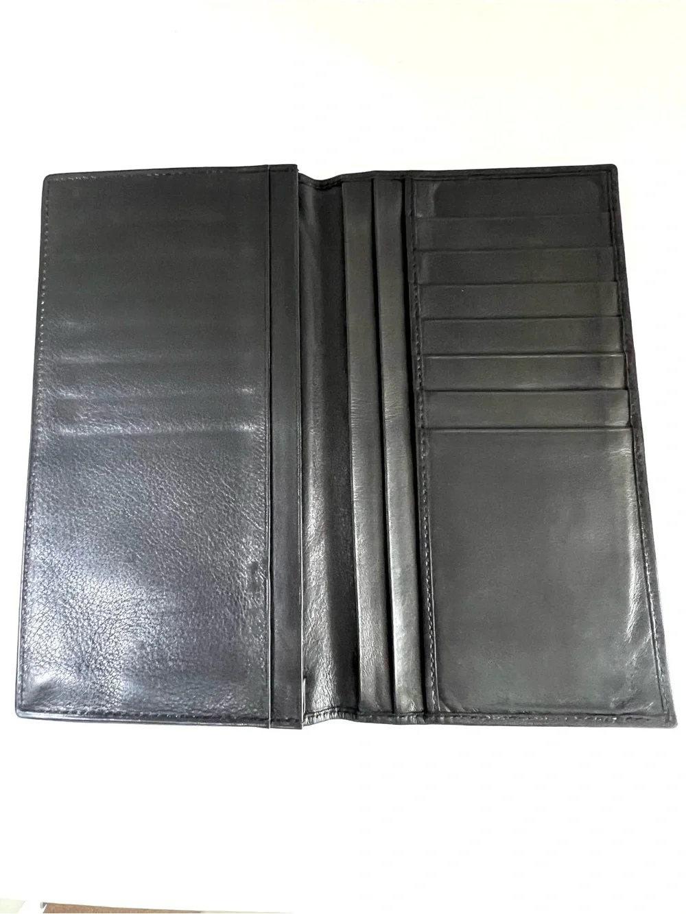 BVLGARI Black Leather Long Bifold Wallet Made in Italy Vintage
